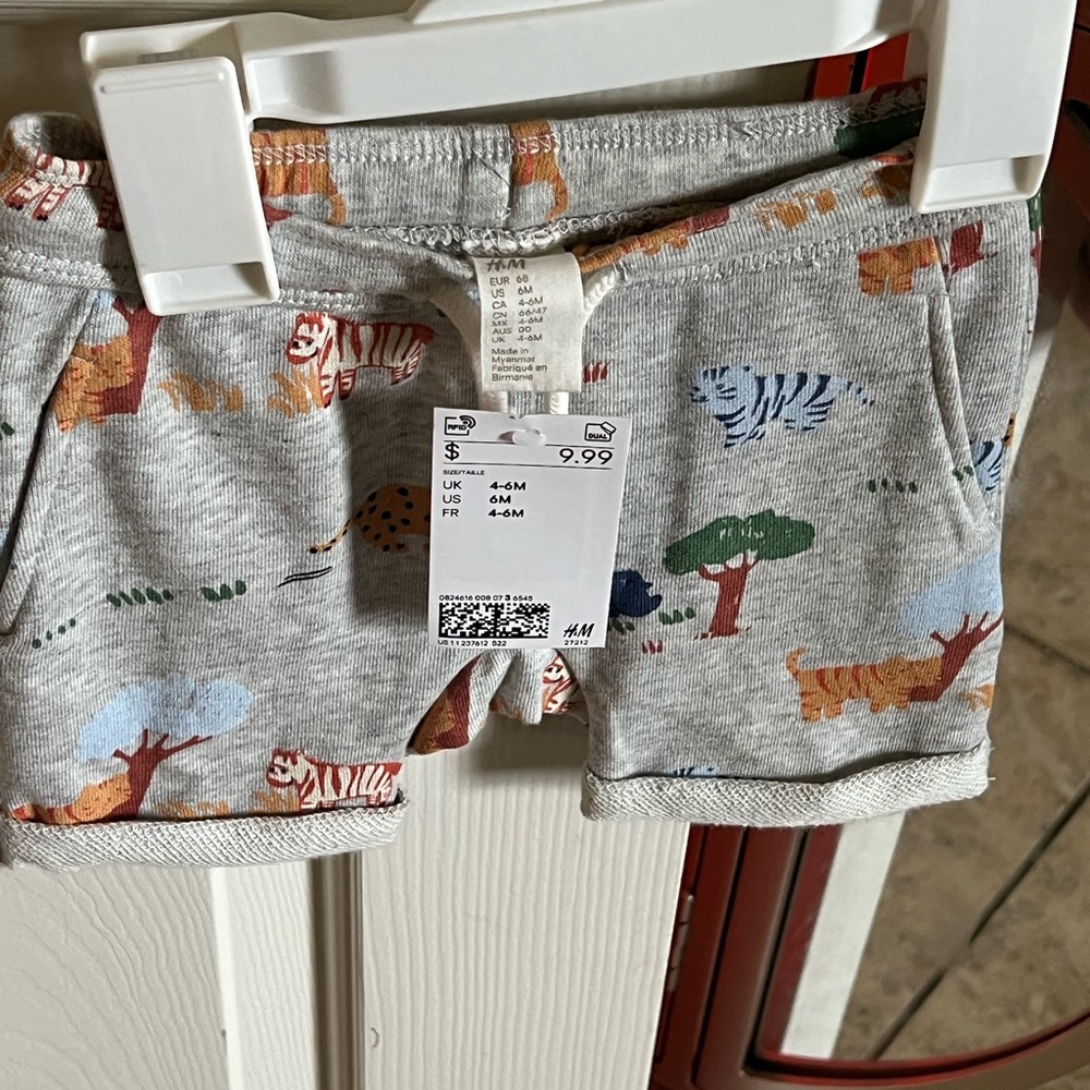 H&M Gray Baby Shorts with Animal Print